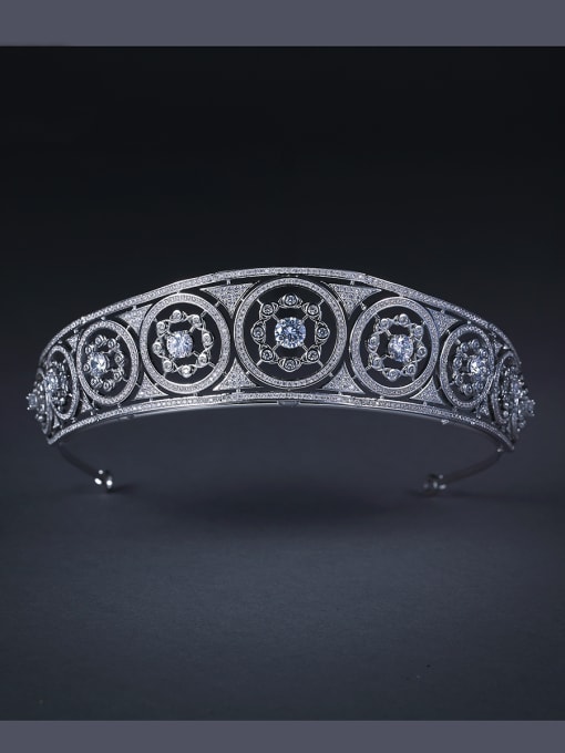 Bride Talk New design Platinum Plated Zircon Wedding Crown in White color 0