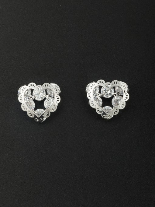 Cubic Y80 Platinum Plated Heart White Zircon Beautiful Studs stud Earring
