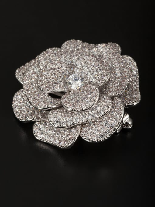 LB RAIDER White Flower Lapel Pins & Brooche with Platinum Plated Zircon 0