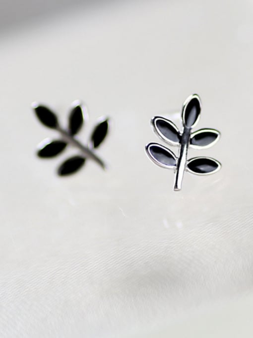  Black color Silver-Plated 925 Silver Personalized Enamel Studs stud Earring 0