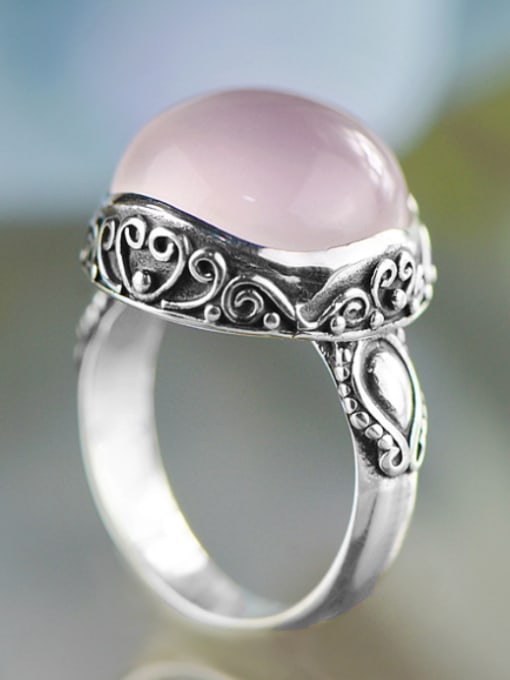 SUN SILVER Mother's Initial Pink Band band ring with Gemstone