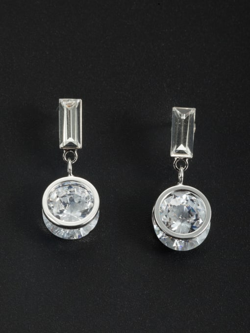 Cubic Y80 Model No DCZ0805P-001 Blacksmith Made Platinum Plated Zircon Round Drop drop Earring 0