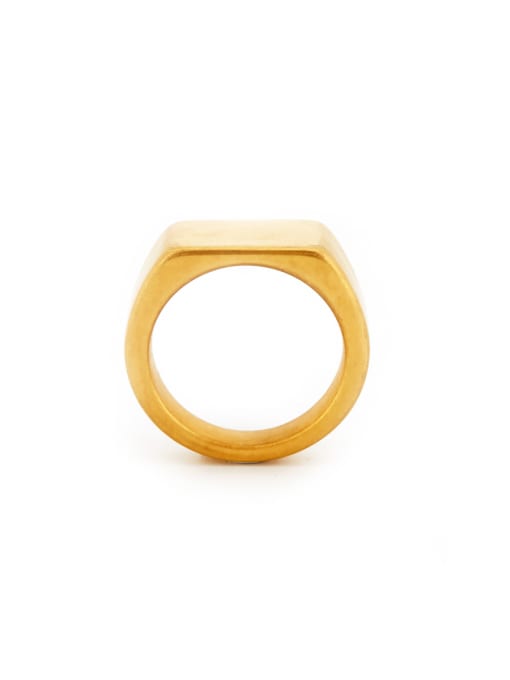 David Wa Fashion Gold Plated Titanium Square Band Signet Ring 0