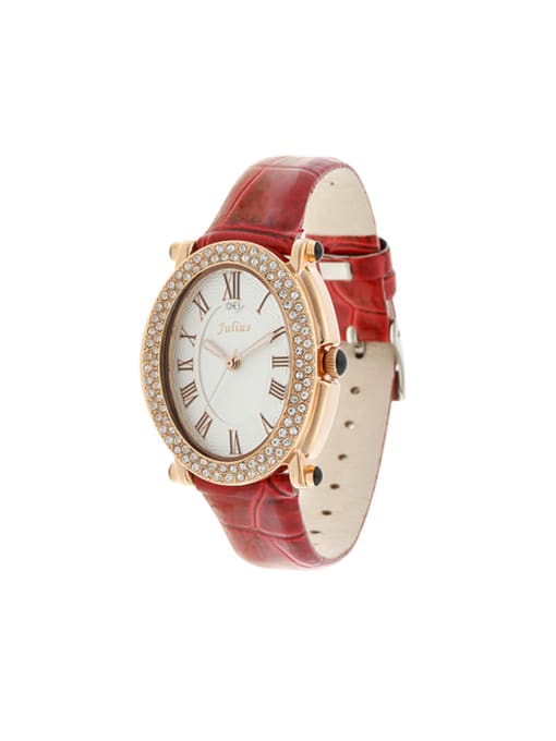 JULIUS Model No 1000003279 24-27.5mm size Alloy Round style Genuine Leather Women's Watch 0