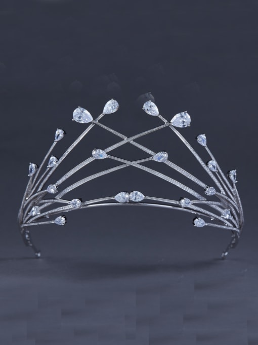Bride Talk Blacksmith Made Platinum Plated Zircon Personalized Wedding Crown 0