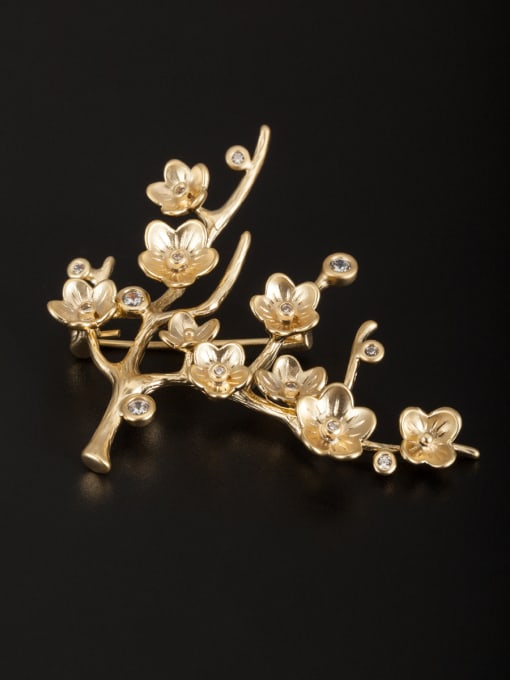 LB RAIDER Gold Plated Flower White Zircon Beautiful Lapel Pins & Brooche
