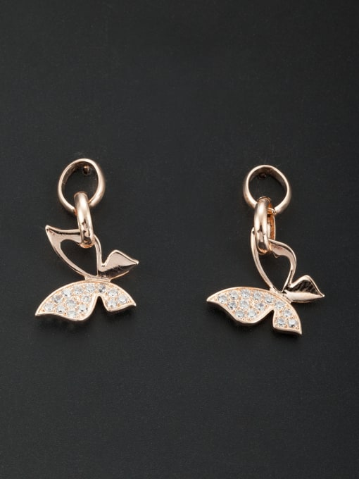 LB RAIDER Mother's Initial White Drop drop Earring with Butterfly Zircon