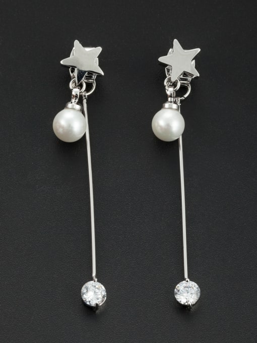 LB RAIDER New design Platinum Plated Star Pearl Drop drop Earring in White color 0