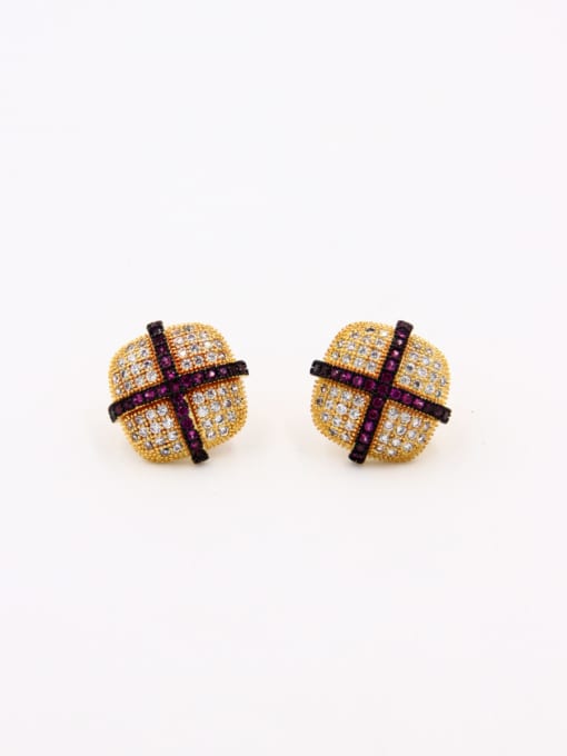 MING BOUTIQUE Square style with Gold Plated Copper Zircon Studs stud Earring 0
