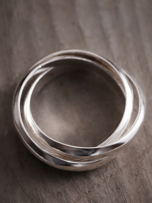SUN SILVER Round Silver Silver Band band ring