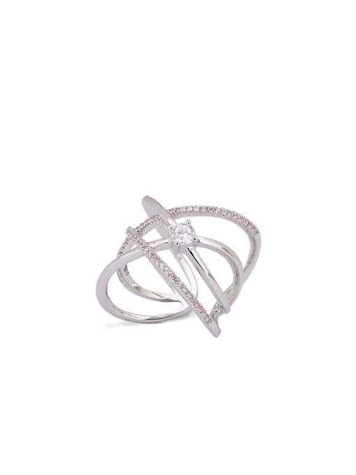 Guurachi Mother's Initial Silver Stacking Stacking Ring with austrian Crystals