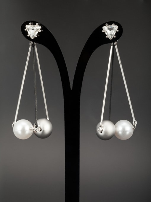 YIDA  A Platinum Plated Copper Stylish Pearl Drop drop Earring Of Round 0