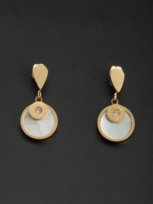 Jennifer Kou Model No 1000001507 Custom Gold Round Drop drop Earring with Stainless steel 0