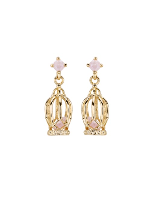 Lang Tony Custom Pink Drop drop Earring with Gold Plated Copper 0