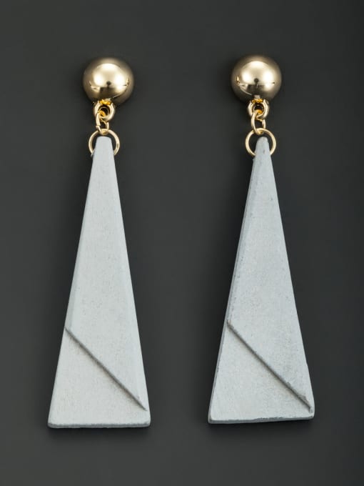 Lauren Mei Blacksmith Made Wood Triangle Drop drop Earring In White color 0