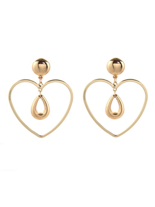 Belle Xin New design Gold Plated Zinc Alloy Heart Drop drop Earring in Gold color 0