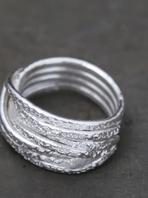 SUN SILVER Mother's Initial Silver Band band ring with