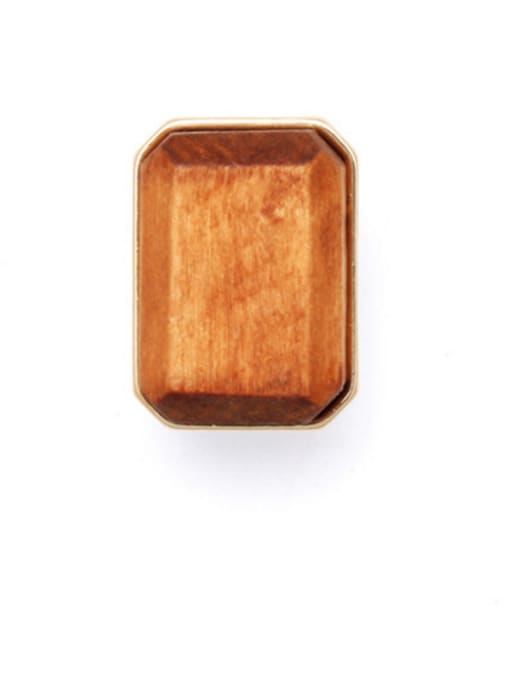 Belle Xin Brown Square Band band ring with Gold Plated Wood 1