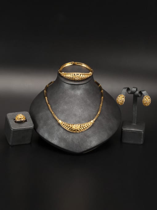 Sophie Blacksmith Made Gold Plated Zinc Alloy Rhinestone Statement 4 Pieces Set 1