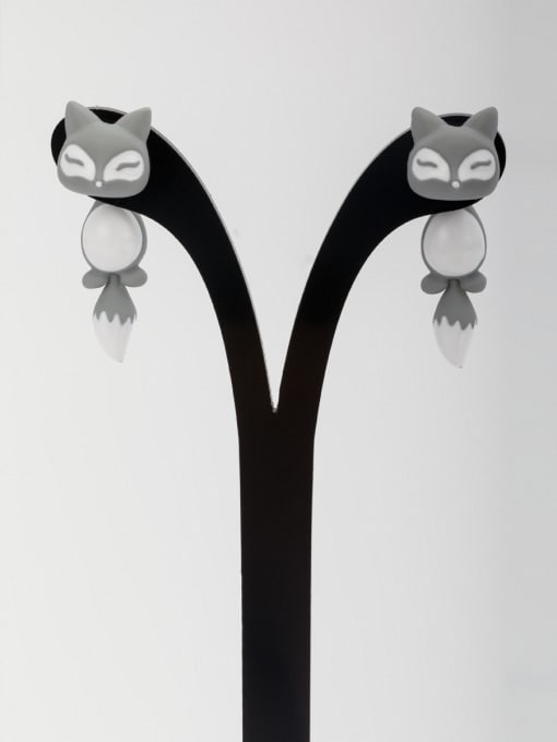 Lauren Mei Grey Animal Motif Studs stud Earring with Platinum Plated