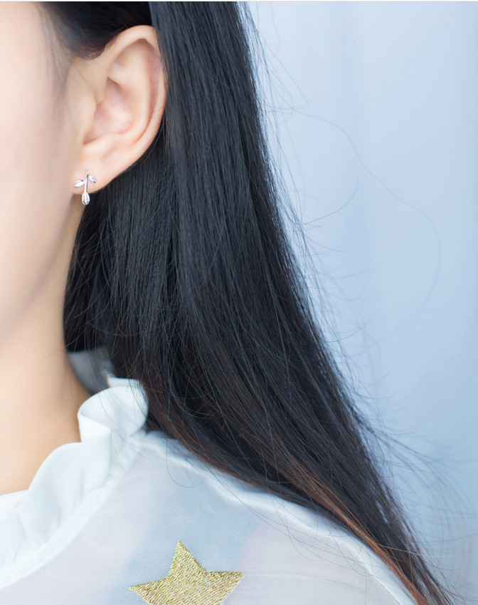 S925 Silver Leaf Stud cuff earring 1000004684