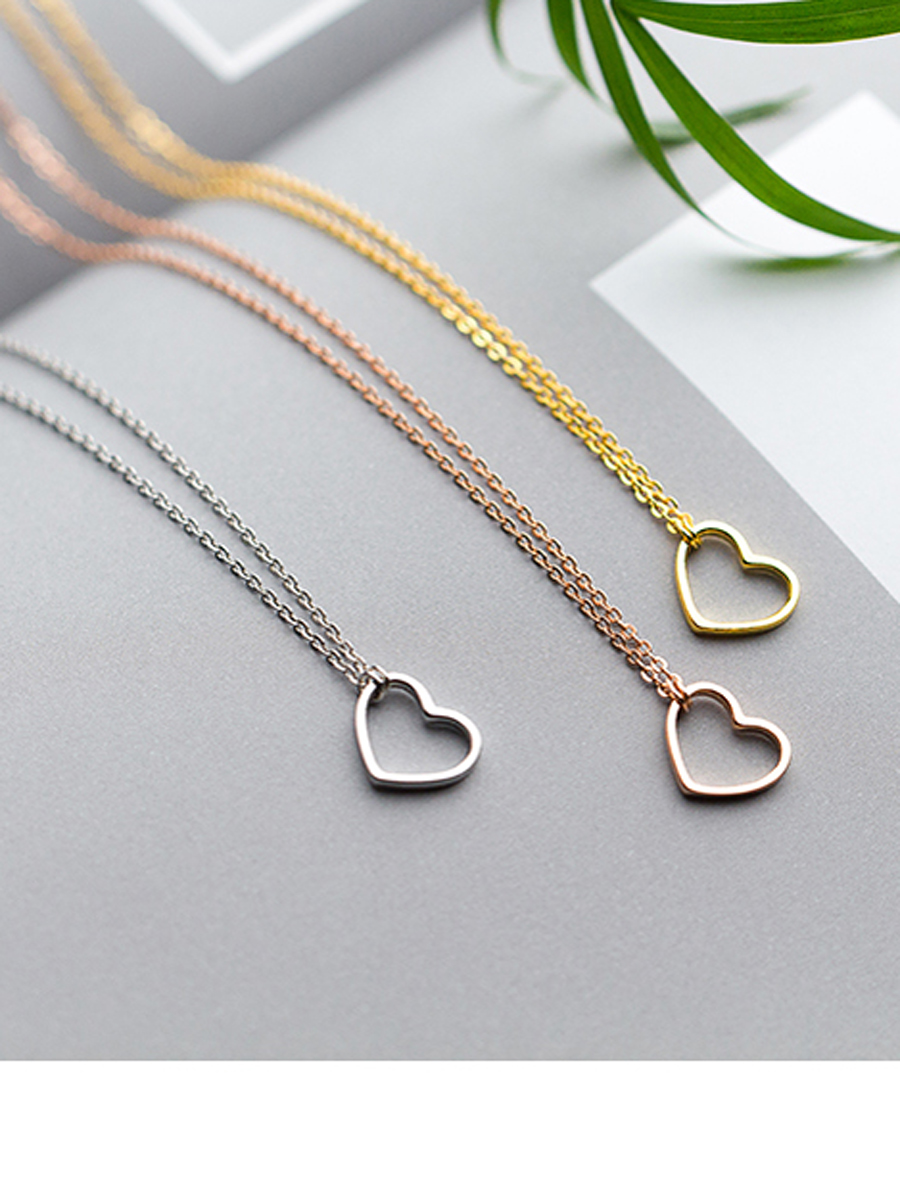 Sterling silver sweet simple love necklace - 1000030648