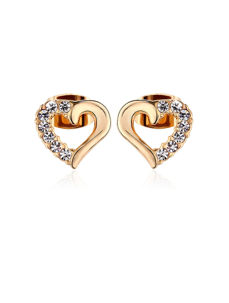 18K White Gold Heart-shaped Crystal stud Earring - 1000006764