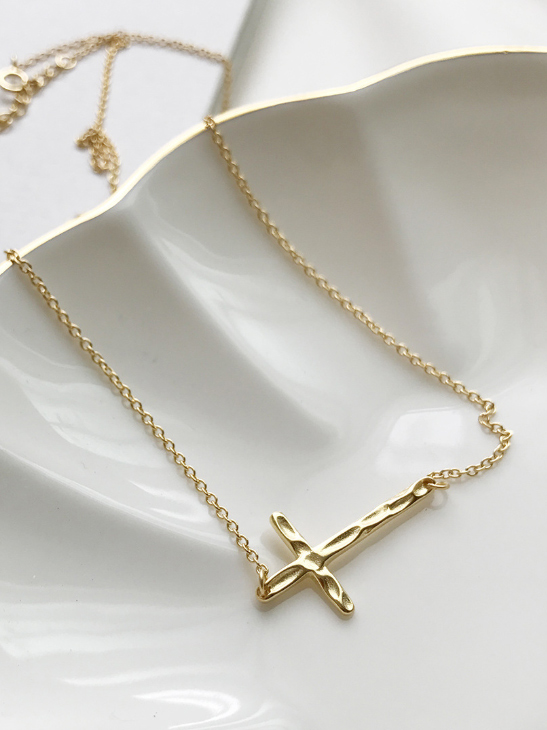 New 925 Silver plated gold Cross Necklace - 1000031099