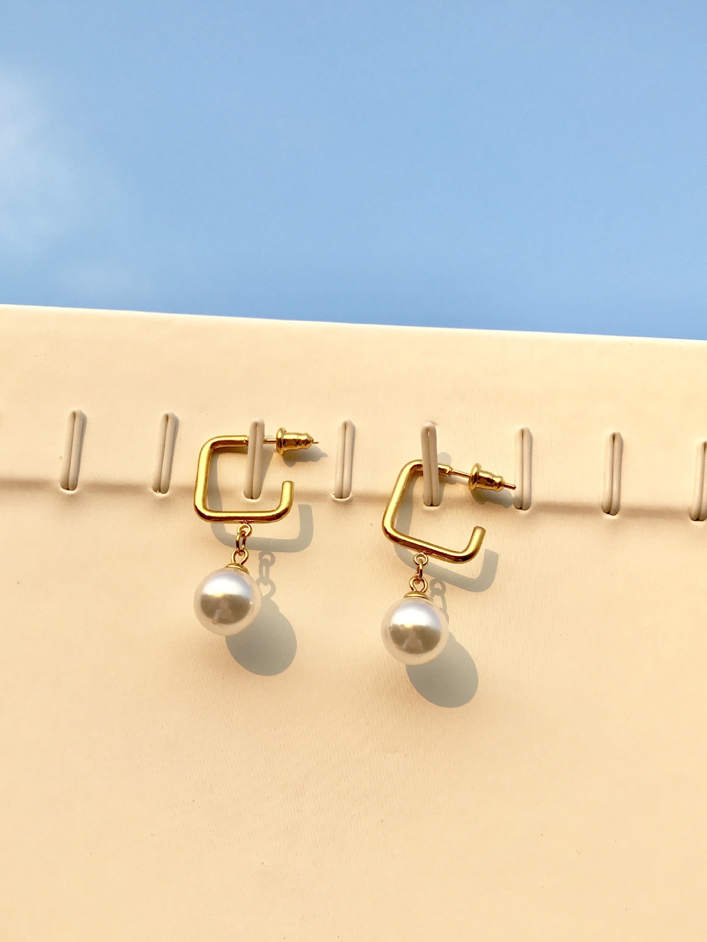Stainless Steel With Imitation Pearl Stud Earrings - 1000031761