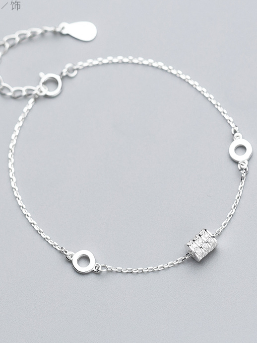 s925 silver bracelet female wind fashion personality elliptical bracelet  temperament pierced circle hand s2449