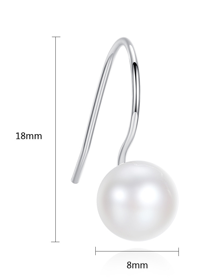 Sterling Silver Natural Freshwater Pearl simple anti allergy ear hook ...