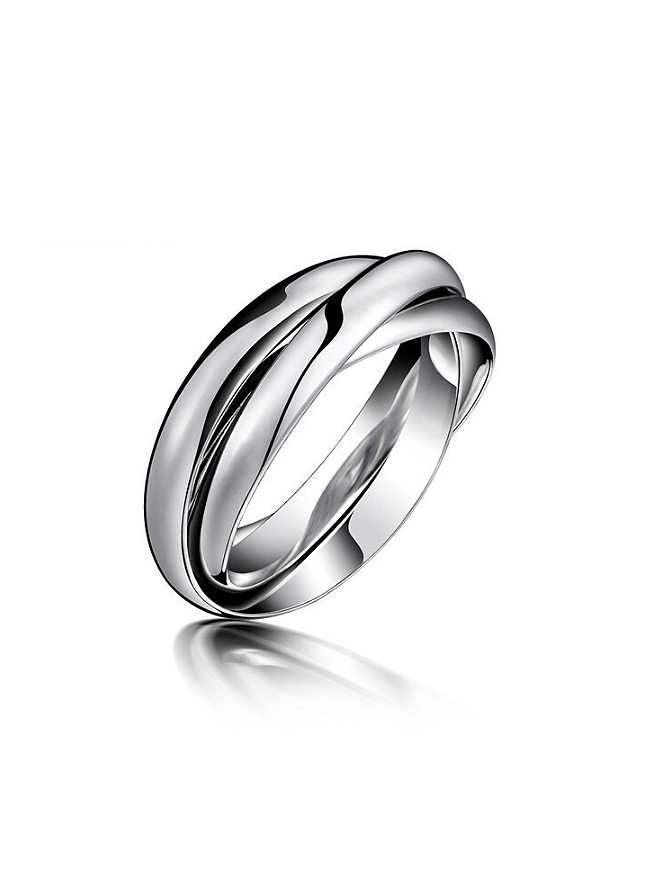 Fashion Three-band Titanium Smooth Ring - 1000017036