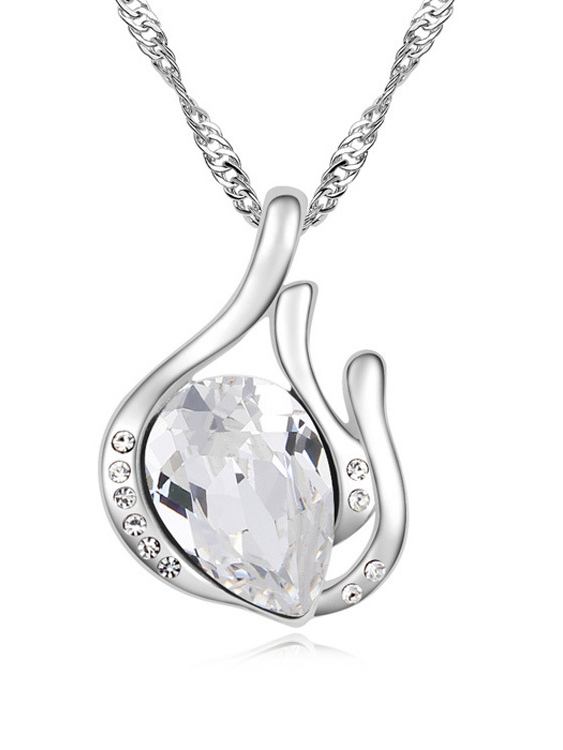 Simple Water Drop Swarovski Crystal Pendant Necklace 1000024041 - Swarovski Water Drop Pendant Necklace