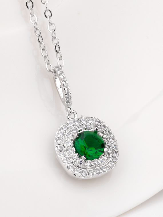 Copper zirconium AAA zircon semi-precious stone colorful necklace ...