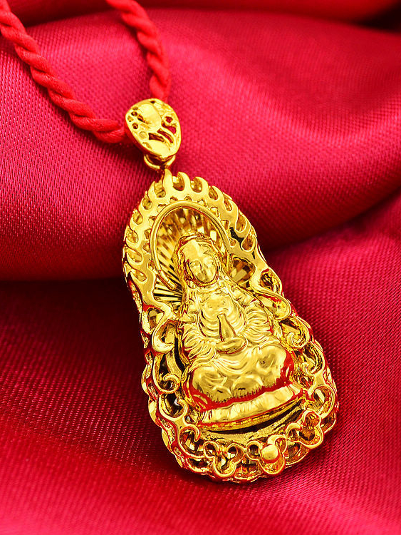 24K Gold Chinese Element Hemp Rope Necklace - 1000014932