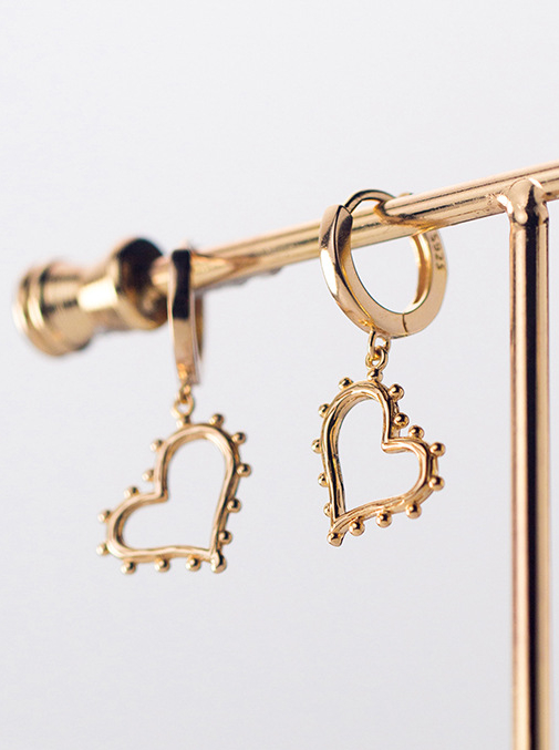 925 Sterling Silver With Gold Plated Simplistic Heart Clip On Earrings ...