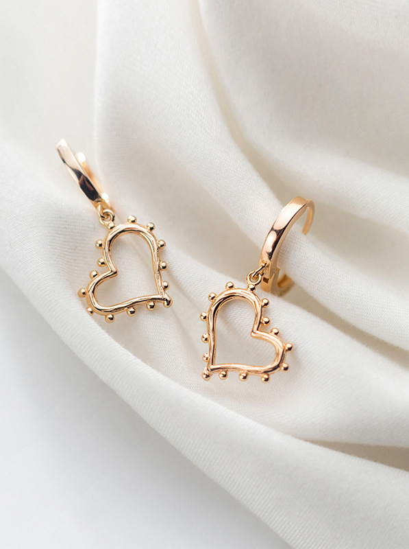 925 Sterling Silver With Gold Plated Simplistic Heart Clip On Earrings ...