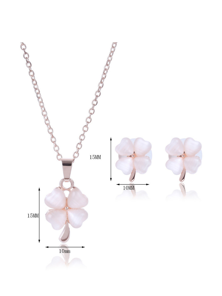 Buy Black and White Clover Pendant Rose Gold Necklace Online