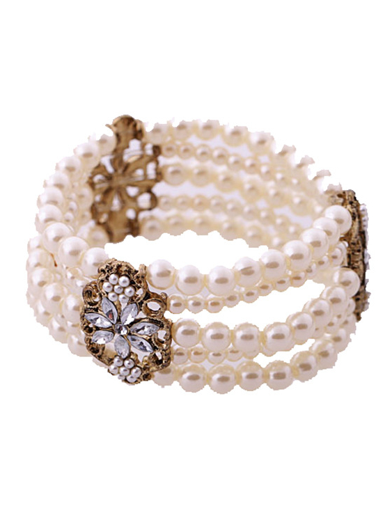 Artificial Pearl Multi Layer Alloy Bracelet - 1000005798