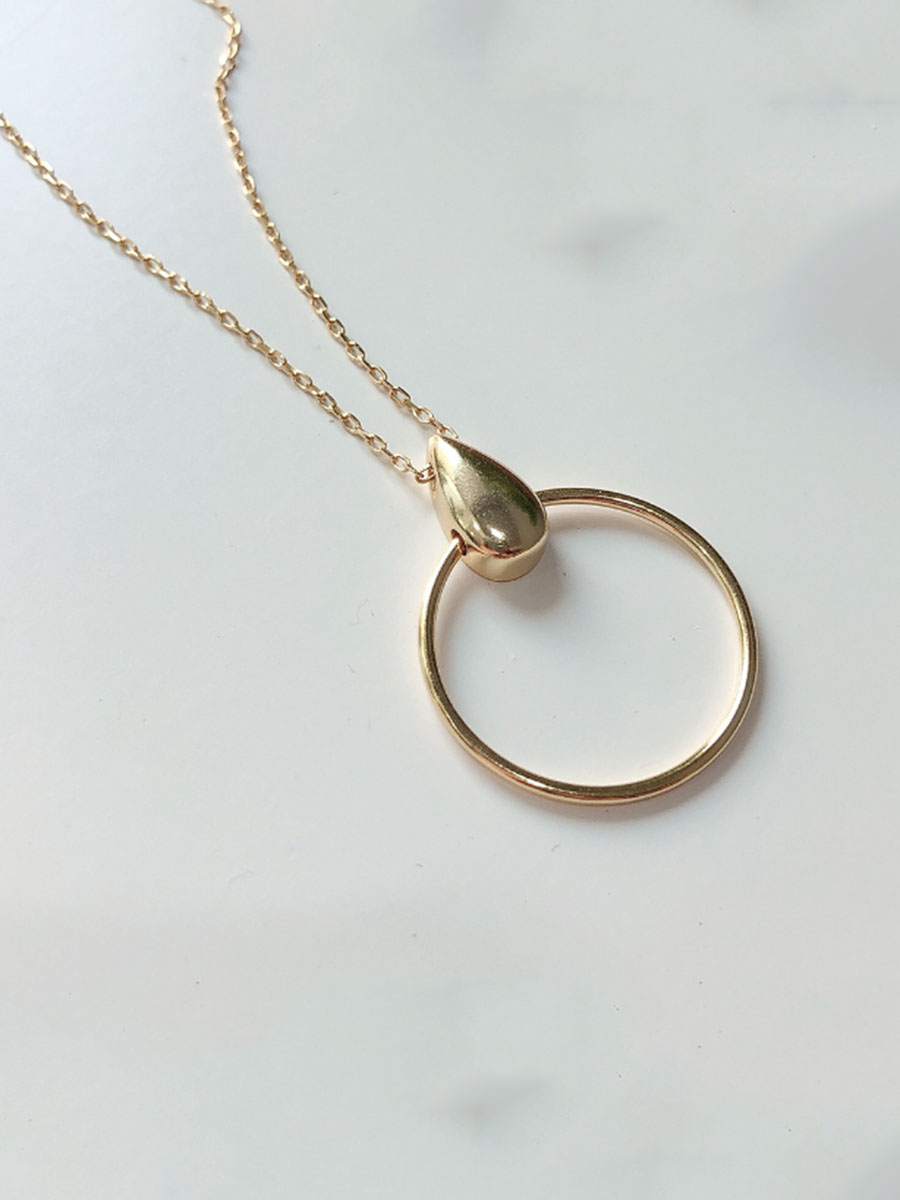 925 Sterling Silver With Gold Plated Simplistic Round Necklaces ...