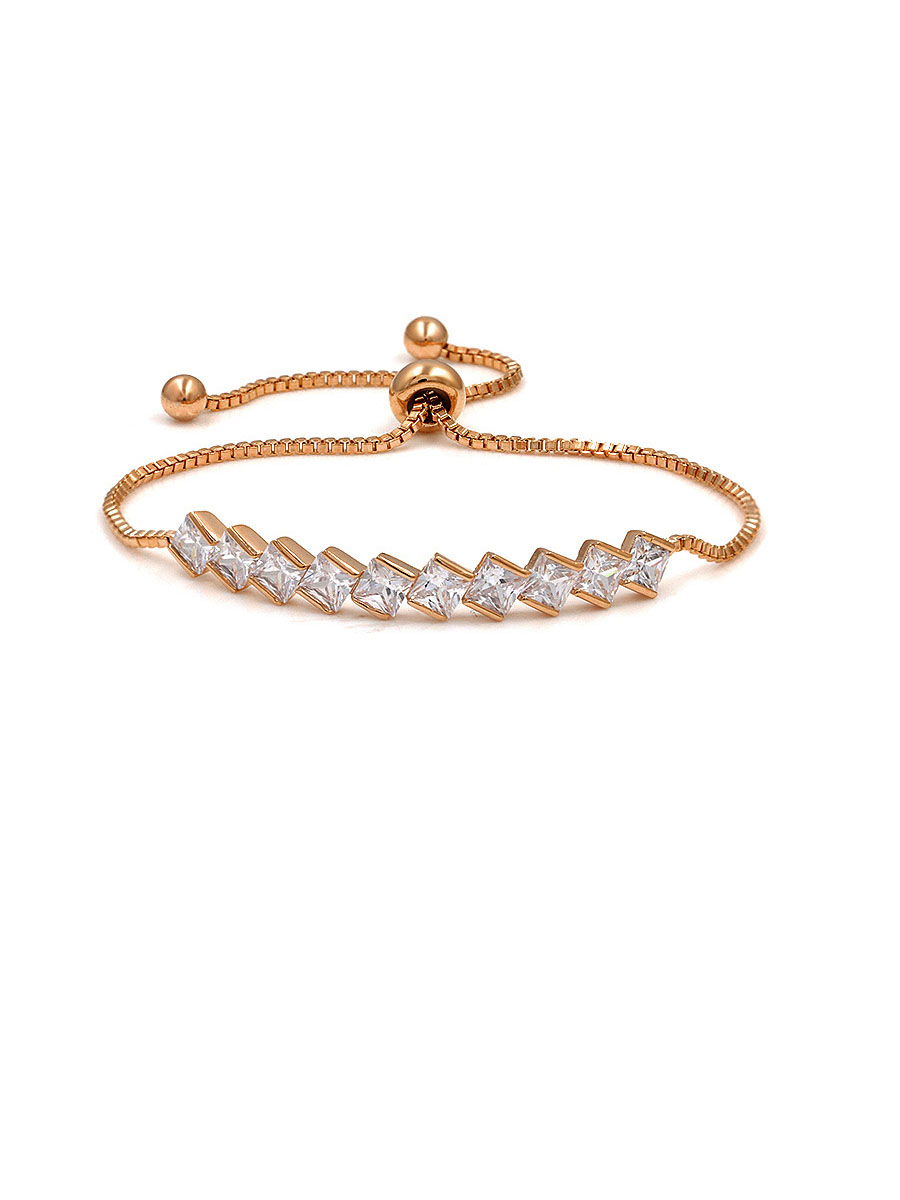 Copper With Cubic Zirconia Simplistic Diamond Adjustable Bracelets ...