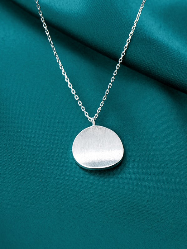 925 Sterling Silver Minimalist Round Pendant Necklace 1000132153