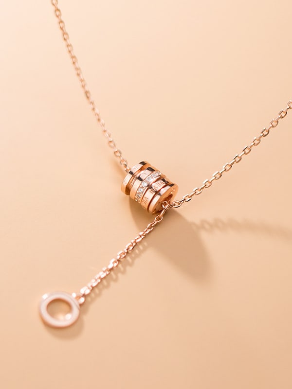 925 Sterling Silver Tassel Minimalist Lariat Necklace - 1000134376
