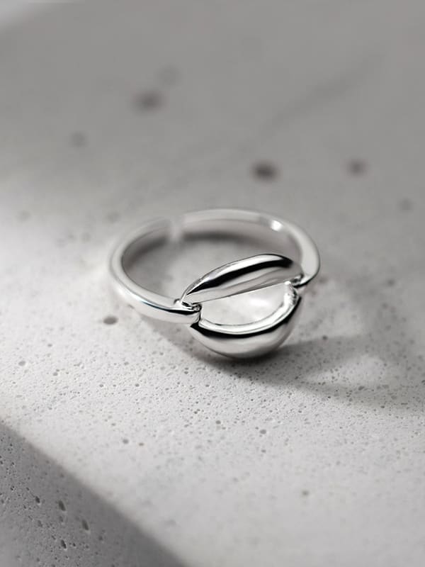 925 Sterling Silver Geometric Minimalist Band Ring - 1000600803