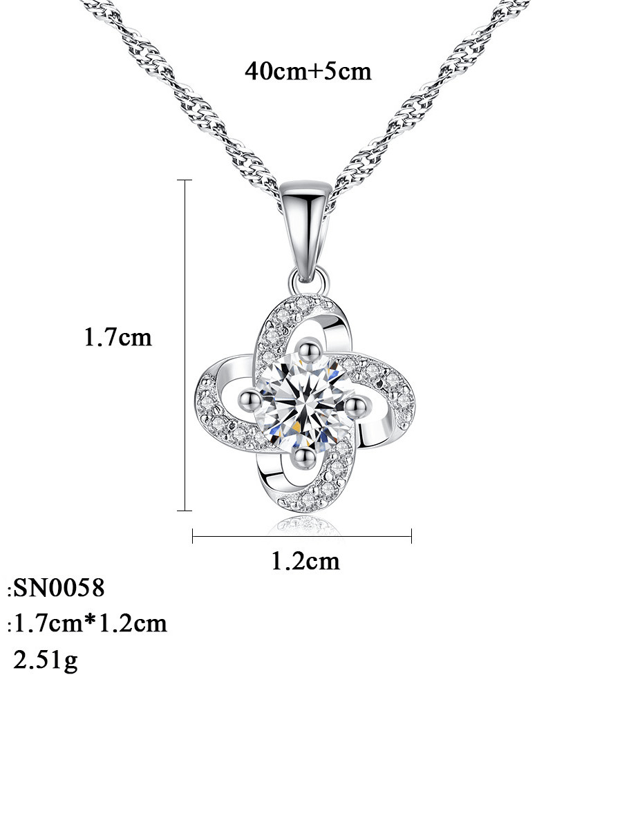 Clover Necklace - 925 Silver - Zircon