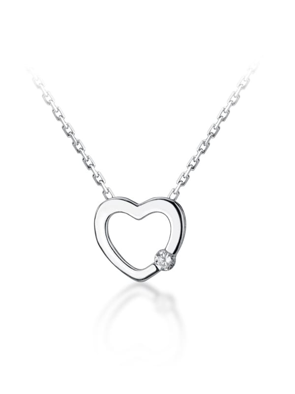 925 Sterling Silver Rhinestone Fashion simple heart Necklace - 1000118750