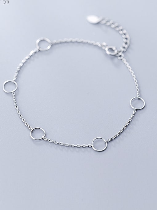925 Sterling Silver Simple hollow ring chain braceletLink Bracelet ...