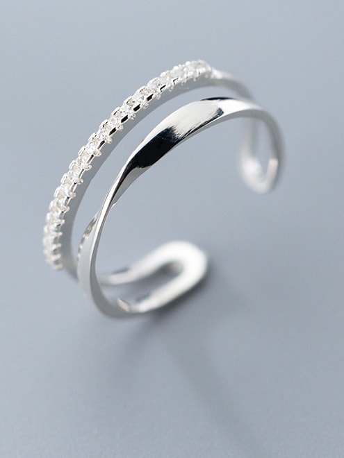 925 Sterling Silver Irregular Minimalist Stackable Ring - 1000129709