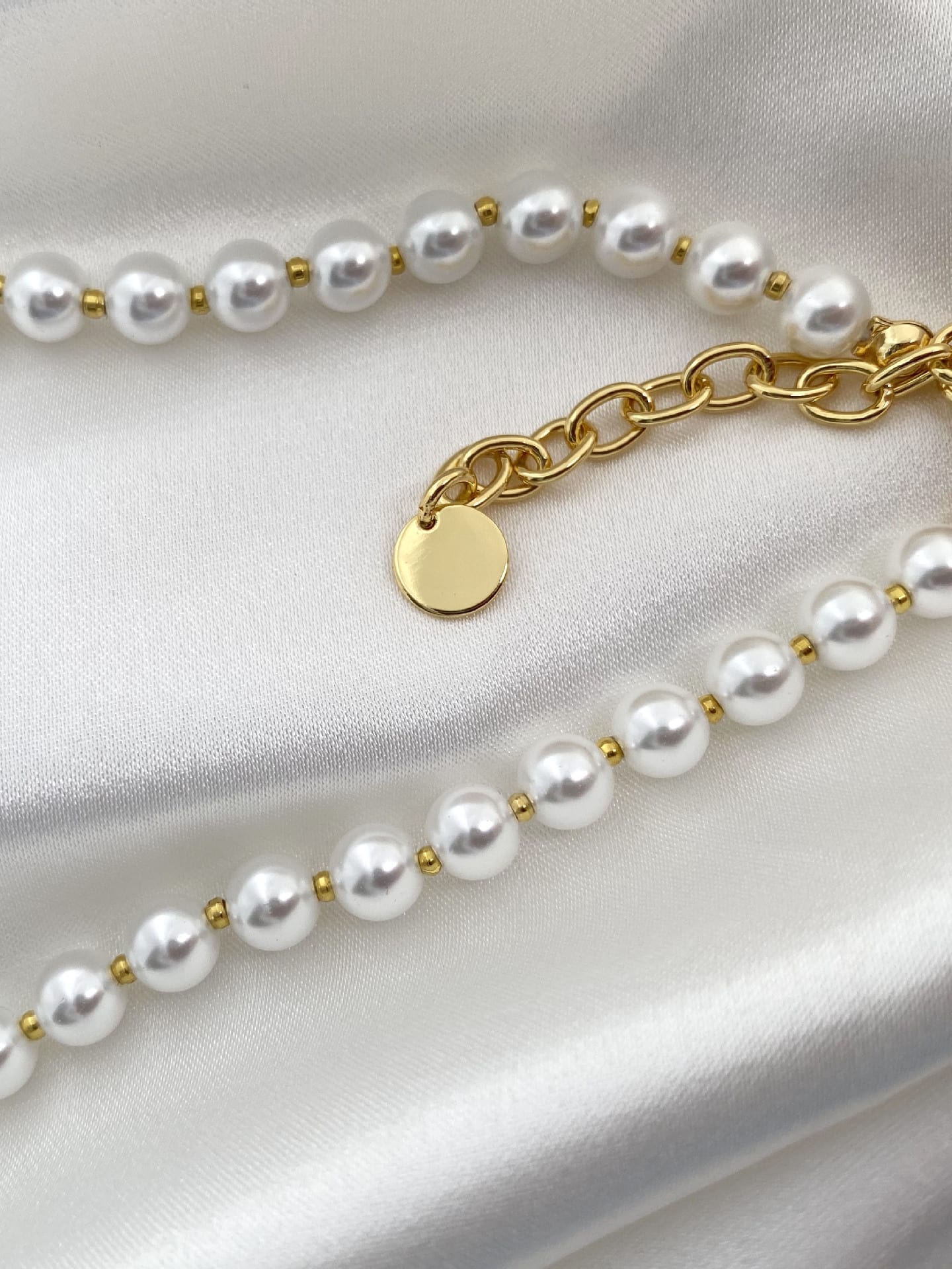 Brass Imitation Pearl Geometric Minimalist Necklace - 1000366179