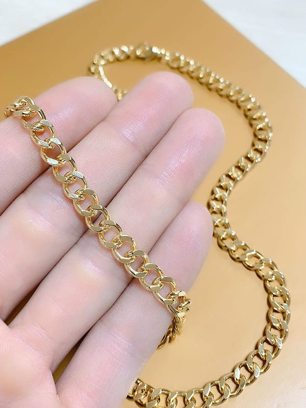 Brass Hollow Geometric Chain Minimalist Necklace - 1000377918